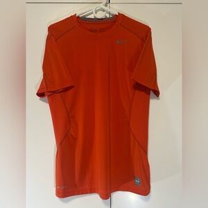 Nike Pro Combat Fitted Dri Fit Compression Athletic Shirt Orange Men's M